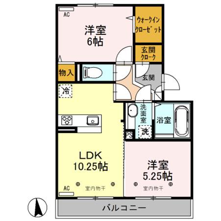 ボヌールメゾン(2LDK/2階)の間取り写真