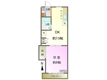 ワイケイ三鷹マンション(1DK/2階)の間取り写真