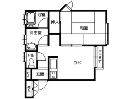 コーポわかば2(1DK/2階)の間取り写真