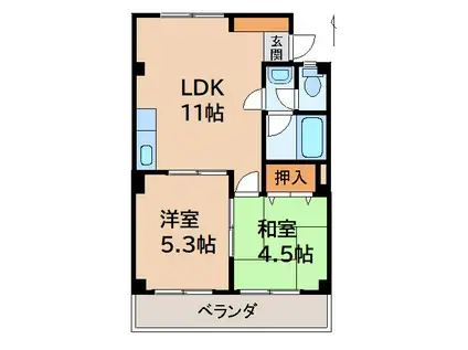 ミナールOKADA(2LDK/3階)の間取り写真