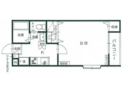 秋桜ハイツ(1K/2階)の間取り写真