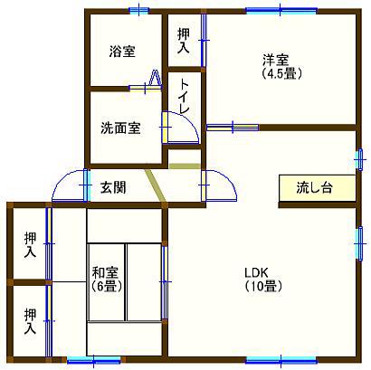 ラフォーレ新山(2LDK/1階)の間取り写真