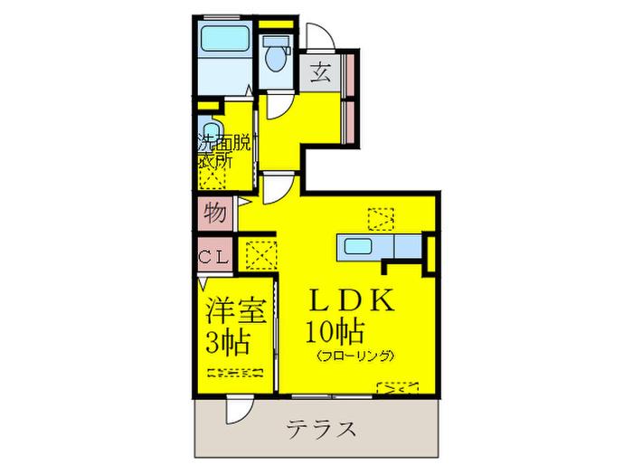 第5アヴェニュー(1LDK/1階)の間取り写真