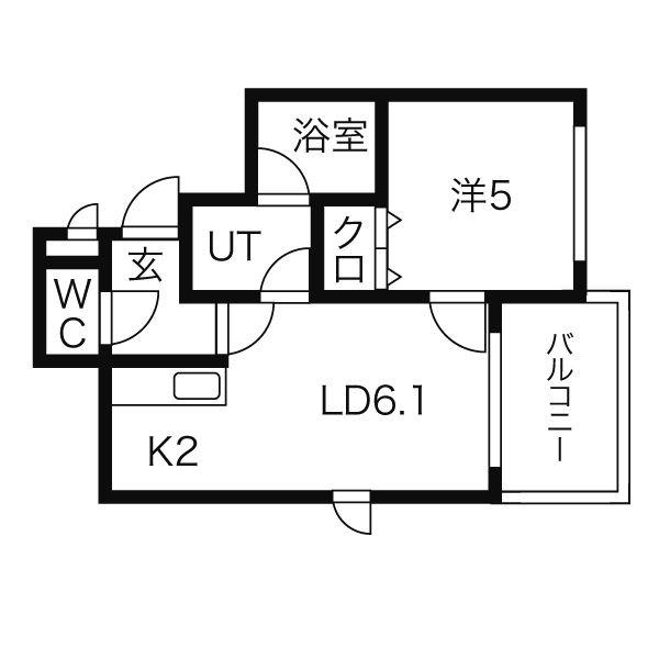 カハラコートセカンド(1LDK/5階)の間取り写真