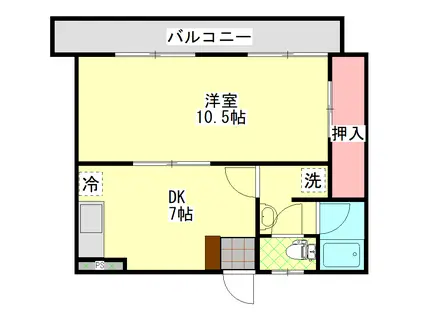 ウィローレヂデンスA棟(1DK/2階)の間取り写真