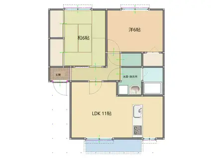 サンフラットB(2LDK/1階)の間取り写真