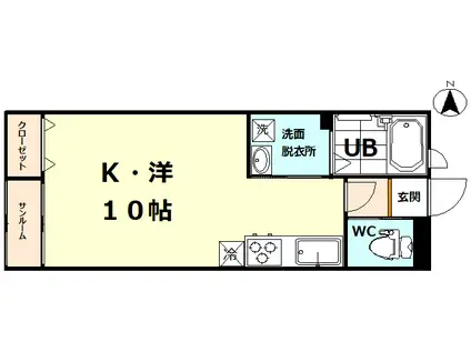ソラリス(ワンルーム/2階)の間取り写真