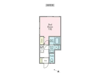 APARTMENT K(1K/1階)の間取り写真