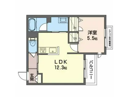 シャーメゾン アミコート(1LDK/2階)の間取り写真
