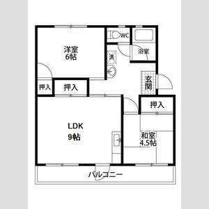 マンション佐鳴台(2LDK/1階)の間取り写真