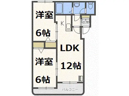 ハイデンス菊水(2LDK/1階)の間取り写真