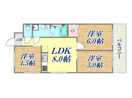 ロイヤルコート兵庫(3LDK/7階)の間取り写真