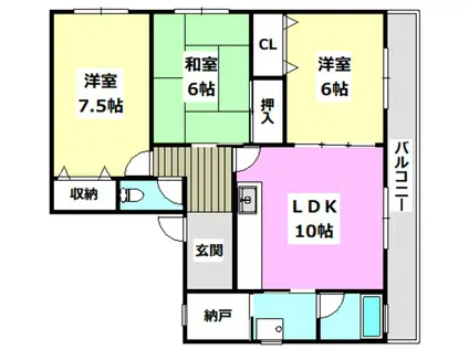 コーポSASAKAWA(3LDK/1階)の間取り写真