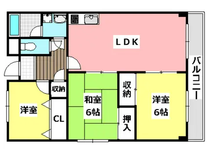 エスポワール南茨木(3LDK/6階)の間取り写真