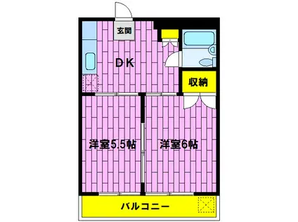 メゾン宮崎(2DK/1階)の間取り写真