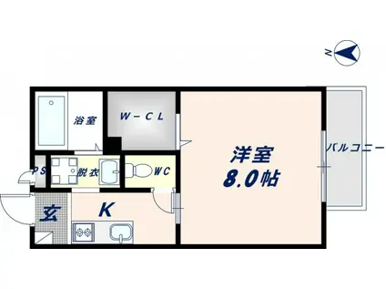 プラサート小阪(1K/2階)の間取り写真