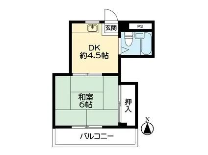 サンラフォーレII(1DK/2階)の間取り写真