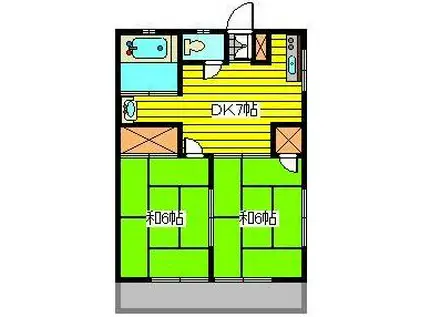 福田第一マンション(2DK/2階)の間取り写真