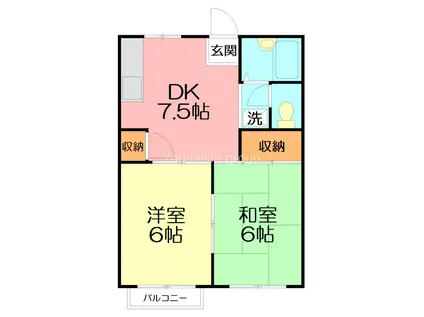 コート平塚A棟(2DK/2階)の間取り写真