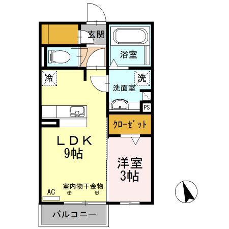 グリーンティア(1LDK/2階)の間取り写真