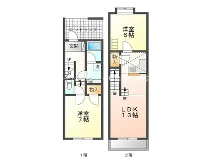 セザンヌ牟呂(2LDK/1階)の間取り写真