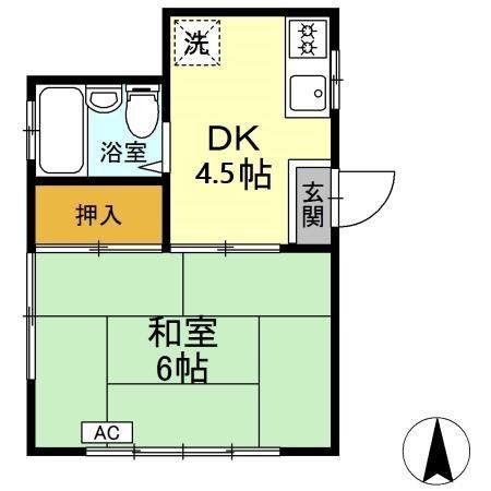 コーポ池田桃井(1DK/2階)の間取り写真