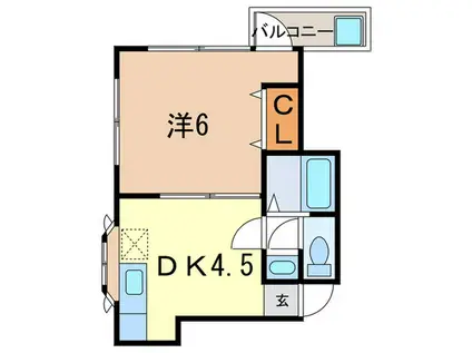 宮塚ハイツ(1DK/2階)の間取り写真