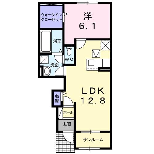 パイン ヌーボー 西脇 II(1LDK/1階)の間取り写真