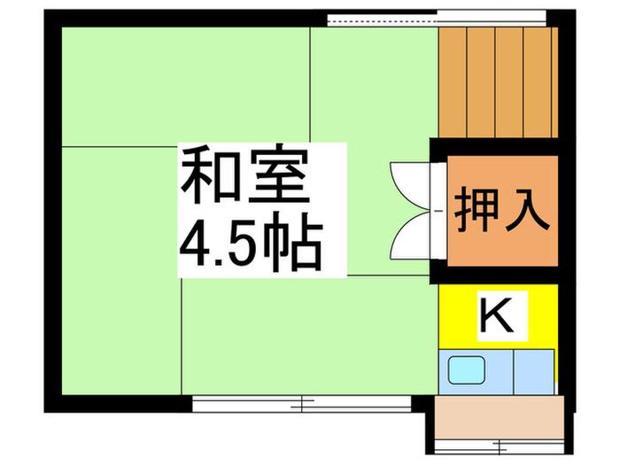 亀松荘(1K/2階)の間取り写真