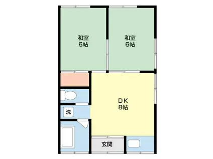 弘南鉄道弘南線 黒石駅(青森) 徒歩16分 2階建 築55年(2LDK/1階)の間取り写真