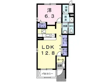 サンローレル A(1LDK/1階)の間取り写真