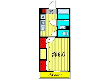 マリンパレス津田沼(1K/1階)の間取り写真