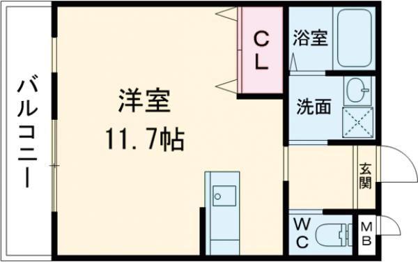 サダルスウド石津(ワンルーム/2階)の間取り写真