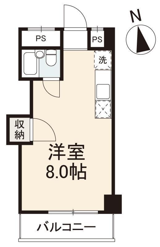 岩清尾マンション 403号(ワンルーム/4階)の間取り写真