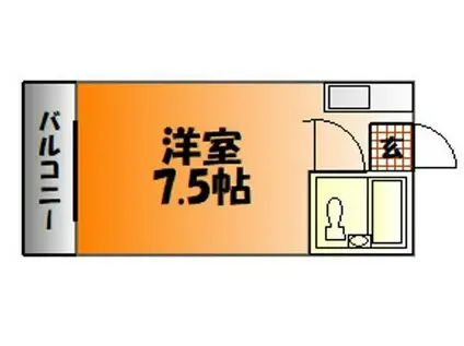 ホープ伊島B棟(ワンルーム/3階)の間取り写真