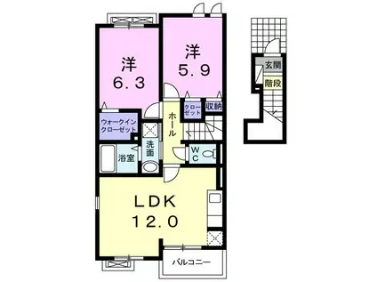 ライグッドIV(2LDK/2階)の間取り写真