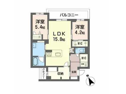 WITHPLUS天保山公園(2SLDK/2階)の間取り写真