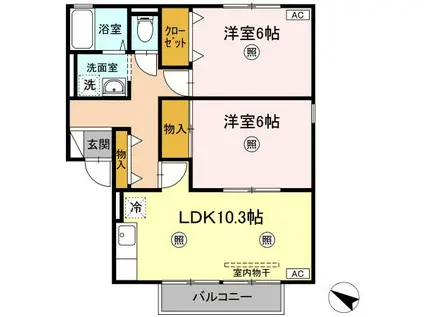 コート・デ・ボナールB棟(2LDK/1階)の間取り写真