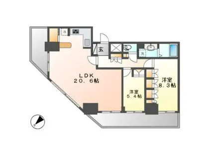 グランスイート千種タワー(2LDK/23階)の間取り写真