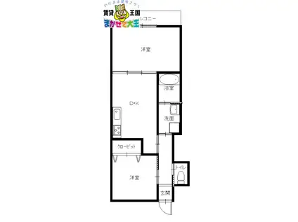 GRUS活水通(2DK/4階)の間取り写真