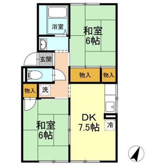 コーポ佐藤(2DK/1階)の間取り写真
