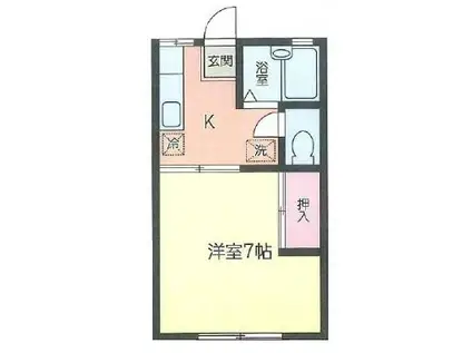 ベルメゾン大野(1K/2階)の間取り写真