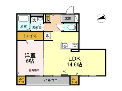 瀬戸内ハウジングII(1LDK/2階)の間取り写真