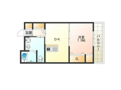 RIVER FORD 中之島(1DK/7階)の間取り写真