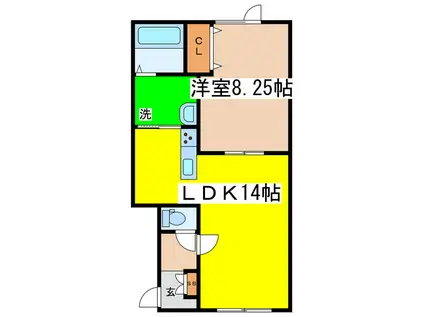 PUBLIC FILLE(1LDK/2階)の間取り写真