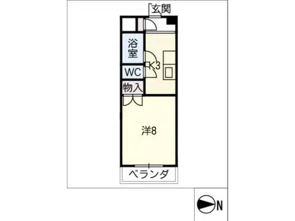 第3ハイツ竹長(1K/5階)の間取り写真