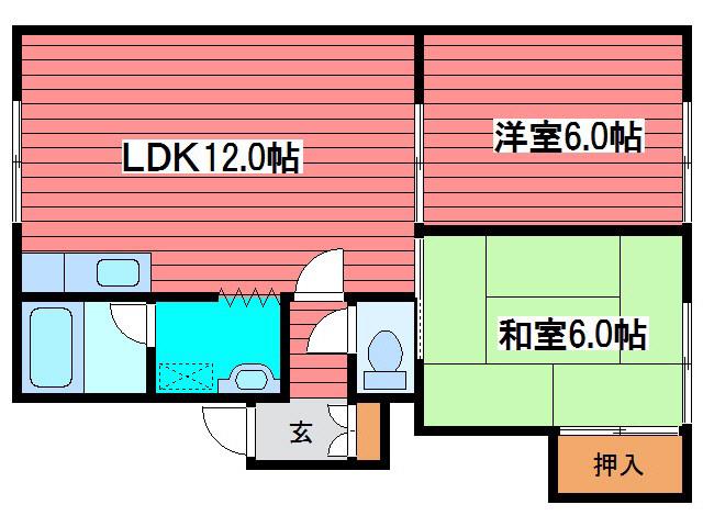 アドバンスコーポB(2LDK/3階)の間取り写真