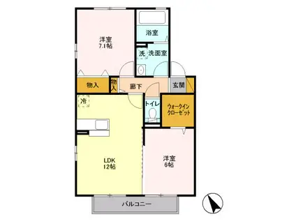 プレミール B(2LDK/2階)の間取り写真