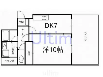 オーズビル(1DK/3階)の間取り写真