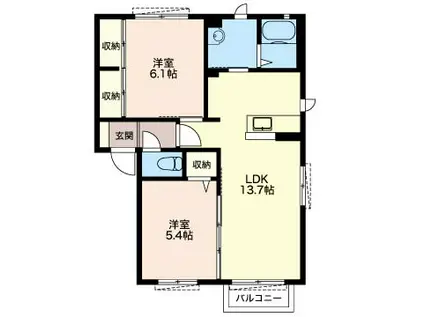 ウェリナパレス(2LDK/1階)の間取り写真
